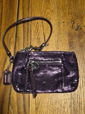 Coach Purple Sequin Wristlet